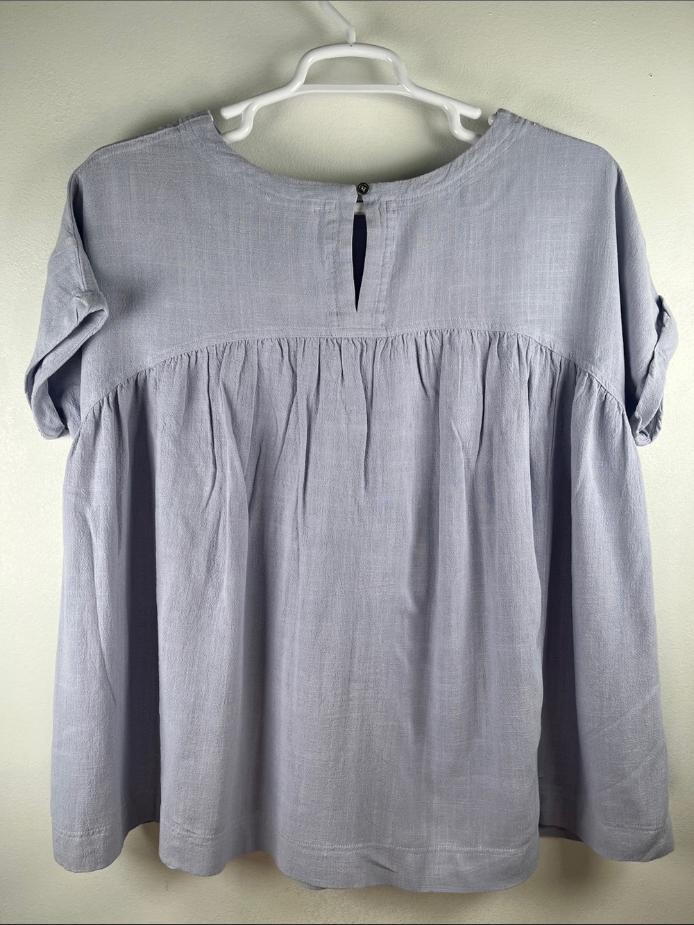 Entro Light Lavender Short Sleeve Peplum Blouse with Pocket Sz L - Picture 2 of 8